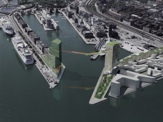 Illustration for article titled Behold the Dizzying Pedestrian Bridge Copenhagen Is Building Above Its Harbor